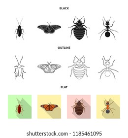 Isolated object of insect and fly symbol. Set of insect and element stock symbol for web.