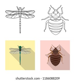 Isolated object of insect and fly symbol. Collection of insect and element stock symbol for web.