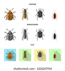 Isolated object of insect and fly symbol. Set of insect and element stock symbol for web.
