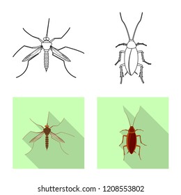 Isolated object of insect and fly symbol. Set of insect and element vector icon for stock.