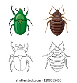 Isolated object of insect and fly symbol. Set of insect and element stock vector illustration.