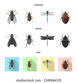 Isolated object of insect and fly symbol. Set of insect and element vector icon for stock.