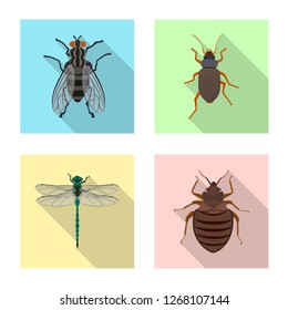 Isolated object of insect and fly symbol. Set of insect and element vector icon for stock.