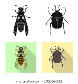 Isolated object of insect and fly symbol. Collection of insect and element stock symbol for web.
