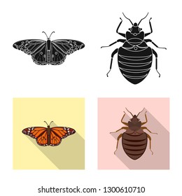 Isolated object of insect and fly symbol. Collection of insect and element stock vector illustration.