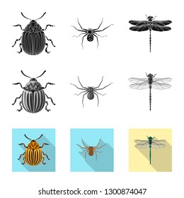 Isolated object of insect and fly symbol. Set of insect and element stock vector illustration.
