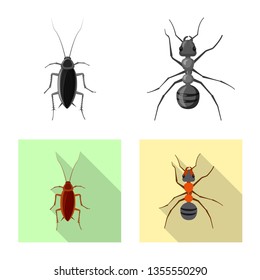 Isolated object of insect and fly symbol. Set of insect and element vector icon for stock.