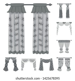 Isolated object of interior and cornice logo. Collection of interior and drapes stock symbol for web.