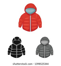 Isolated object of jacket and winter sign. Set of jacket and newborn stock vector illustration.