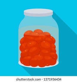 Isolated object of jar and tomatoes icon. Collection of jar and cover vector icon for stock.