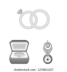 Isolated object of jewelery and necklace logo. Set of jewelery and pendent stock symbol for web.