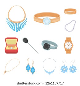 Isolated object of jewelery and necklace sign. Set of jewelery and pendent vector icon for stock.