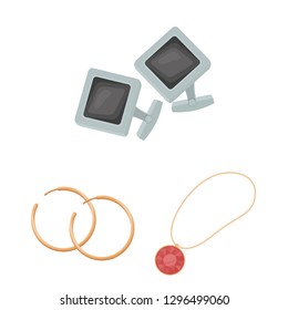 Isolated object of jewelery and necklace sign. Collection of jewelery and pendent stock vector illustration.
