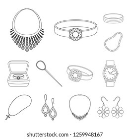 Isolated object of jewelery and necklace symbol. Collection of jewelery and pendent stock vector illustration.