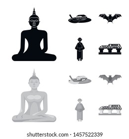 Isolated object of journey and exotic logo. Set of journey and national vector icon for stock.