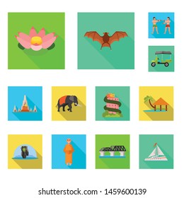 Isolated object of journey and exotic symbol. Collection of journey and national stock vector illustration.