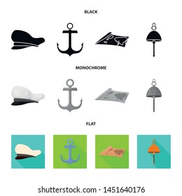 Isolated object of journey and seafaring icon. Set of journey and vintage stock vector illustration.