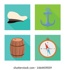 Isolated object of journey and seafaring symbol. Collection of journey and vintage vector icon for stock.