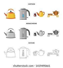 Isolated object of kettle and tea icon. Set of kettle and electric stock symbol for web.