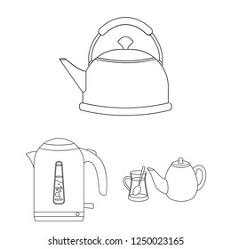 Isolated object of kettle and tea sign. Collection of kettle and electric stock symbol for web.