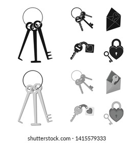 Isolated object of key  and protection icon. Collection of key  and security stock vector illustration.
