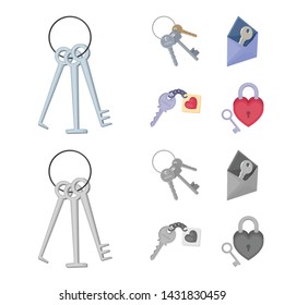 Isolated object of key and protection sign. Collection of key and security stock symbol for web.