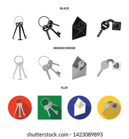 Isolated object of key  and protection symbol. Collection of key  and security stock symbol for web.