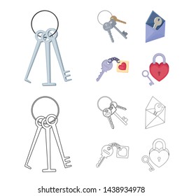 Isolated object of key and protection symbol. Collection of key and security vector icon for stock.