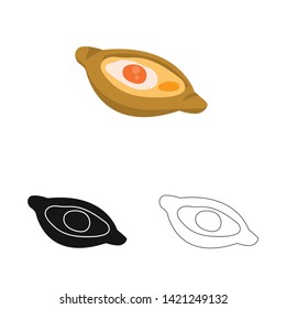 Isolated object of khachapuri and pastry sign. Set of khachapuri and cuisine stock symbol for web.