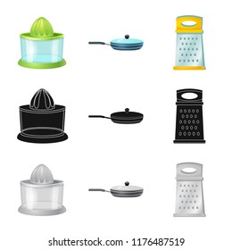 Isolated object of kitchen and cook icon. Collection of kitchen and appliance vector icon for stock.