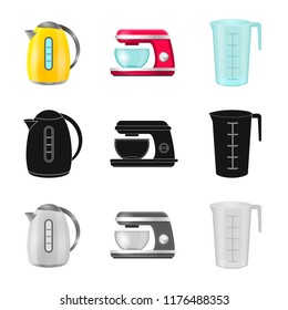 Isolated object of kitchen and cook icon. Collection of kitchen and appliance stock symbol for web.