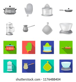 Isolated object of kitchen and cook icon. Set of kitchen and appliance stock symbol for web.