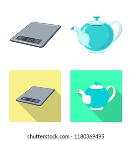 Isolated object of kitchen and cook icon. Collection of kitchen and appliance stock vector illustration.