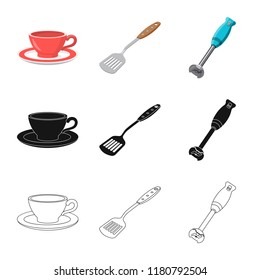 Isolated object of kitchen and cook icon. Collection of kitchen and appliance stock symbol for web.