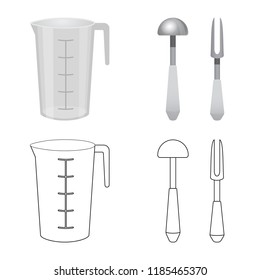 Isolated object of kitchen and cook icon. Set of kitchen and appliance vector icon for stock.