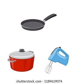 Isolated object of kitchen and cook icon. Set of kitchen and appliance vector icon for stock.