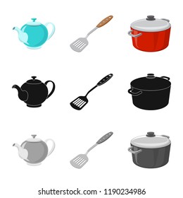 Isolated object of kitchen and cook icon. Set of kitchen and appliance stock vector illustration.