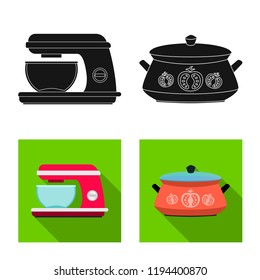 Isolated object of kitchen and cook icon. Set of kitchen and appliance stock vector illustration.