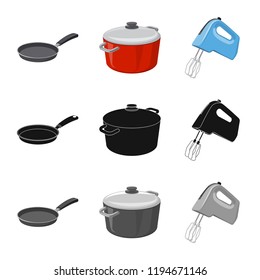 Isolated object of kitchen and cook icon. Set of kitchen and appliance vector icon for stock.