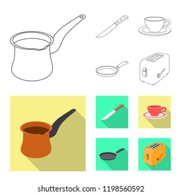 Isolated object of kitchen and cook icon. Set of kitchen and appliance vector icon for stock.