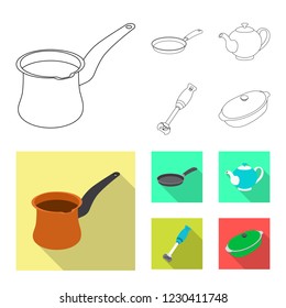 Isolated object of kitchen and cook icon. Set of kitchen and appliance stock vector illustration.