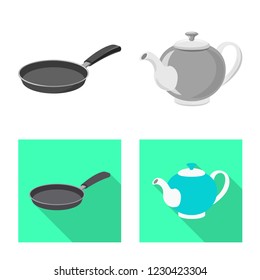 Isolated object of kitchen and cook icon. Collection of kitchen and appliance stock vector illustration.