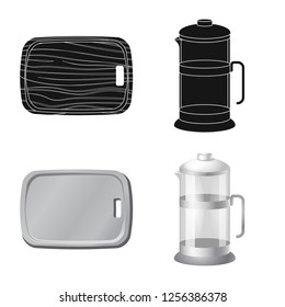 Isolated object of kitchen and cook icon. Collection of kitchen and appliance stock vector illustration.