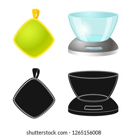 Isolated object of kitchen and cook icon. Set of kitchen and appliance vector icon for stock.