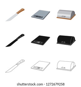 Isolated object of kitchen and cook icon. Set of kitchen and appliance vector icon for stock.