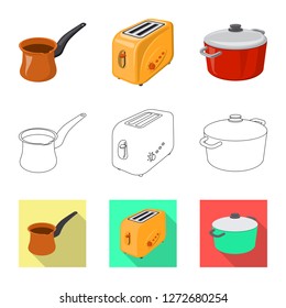 Isolated object of kitchen and cook icon. Collection of kitchen and appliance vector icon for stock.