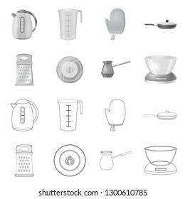 Isolated object of kitchen and cook icon. Set of kitchen and appliance stock vector illustration.