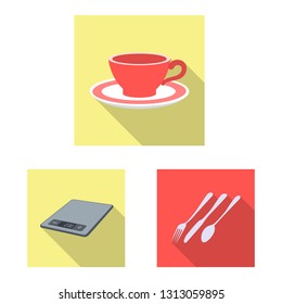 Isolated object of kitchen and cook icon. Set of kitchen and appliance vector icon for stock.