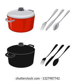 Isolated object of kitchen and cook icon. Collection of kitchen and appliance stock vector illustration.