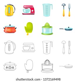 Isolated object of kitchen and cook icon. Set of kitchen and appliance stock vector illustration.